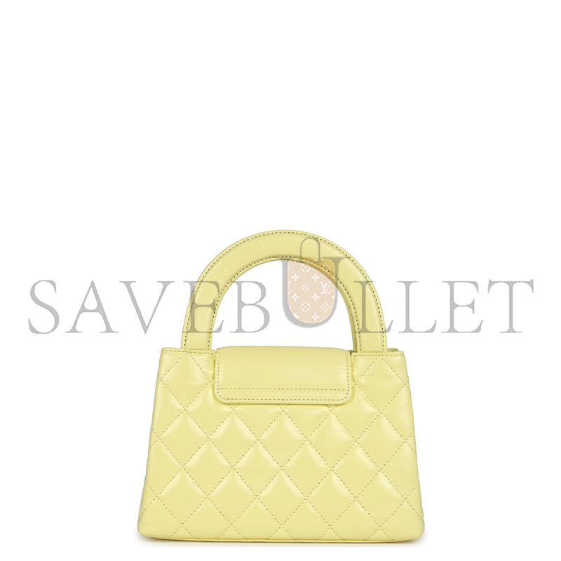 CHANEL KELLY YELLOW SHINY AGED CALFSKIN BRUSHED GOLD HARDWARE AS4416 (19*13*7cm)